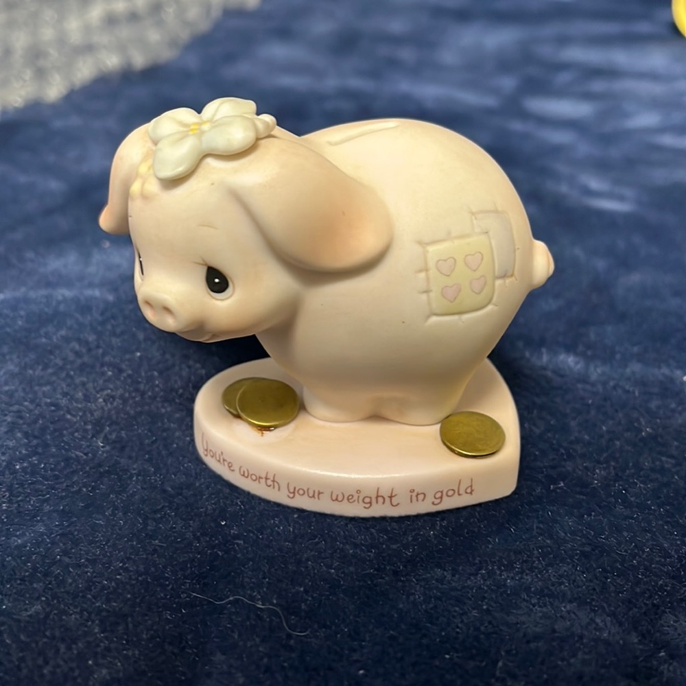 VTG Precious Moments Pig Figurine You’re worth your weight in gold